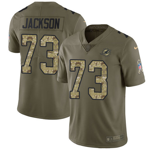 Miami Dolphins #73 Austin Jackson Olive Camo Men Stitched NFL Limited 2017 Salute To Service Jersey